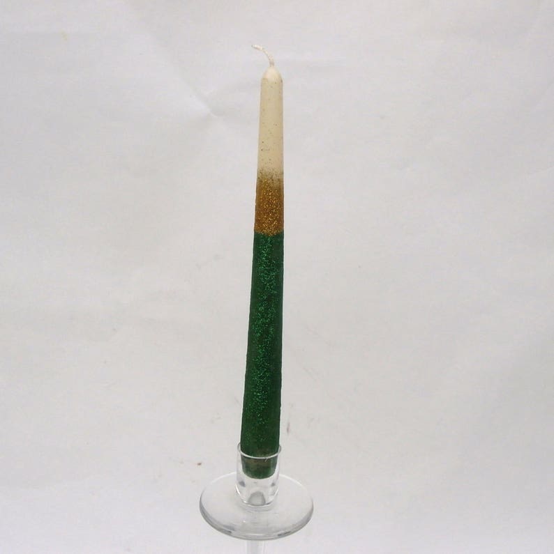 2 x Green Glitter Non Drip Dinner Candles Tapered Candles Etsy