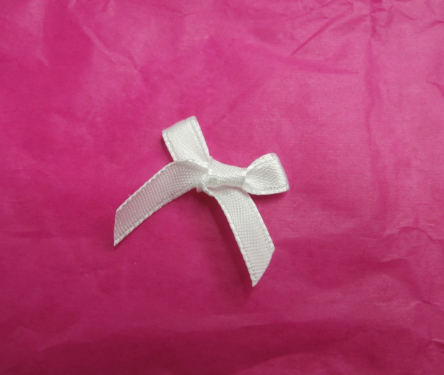 100 X Miniature White Bows Satin Ribbon Bow Pre Tied Bows Etsy UK