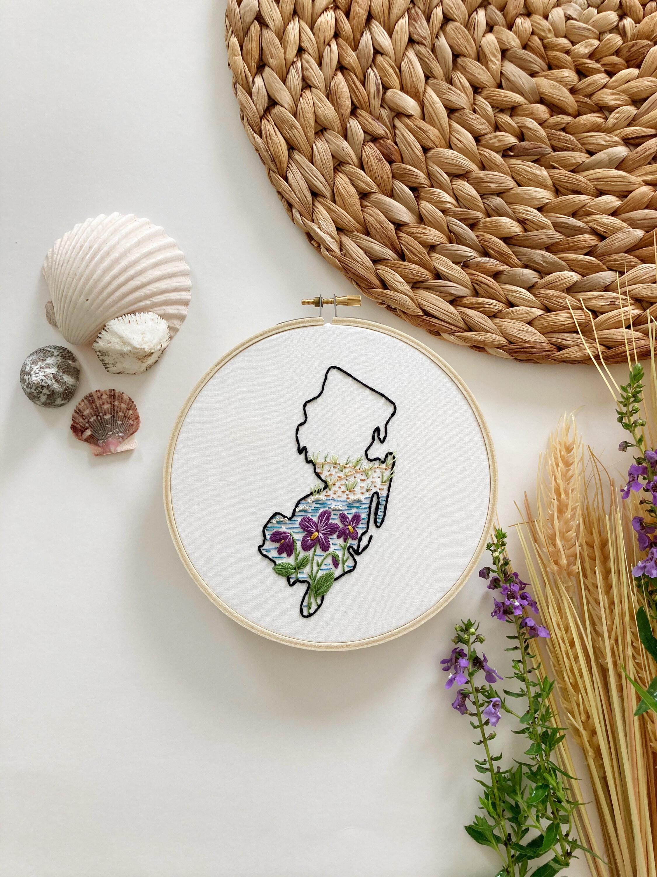 New Jersey State Embroidery Pattern - Instant Digital