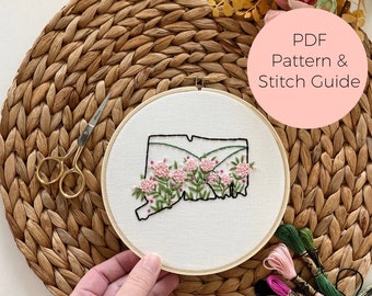 Connecticut State Embroidery Pattern - Instant Digital Download - PDF Embroidery Pattern and Stitch Guide