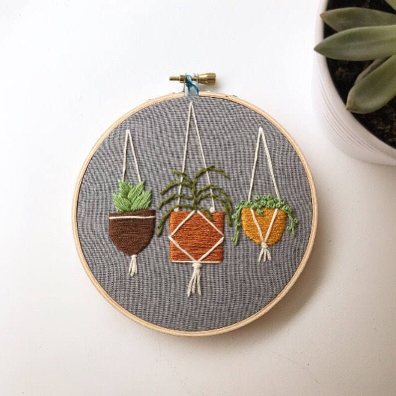 Hanging plants embroidery hoop Etsy