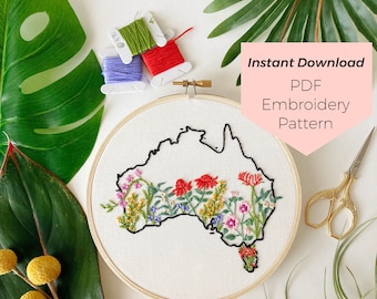 Australia Native Flowers Embroidery Pattern - Instant Digital Download - PDF Embroidery Pattern and Stitch Guide