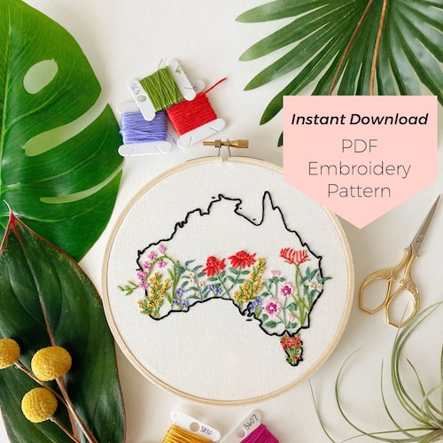 Australia Native Flowers Embroidery Pattern Instant Digital Etsy