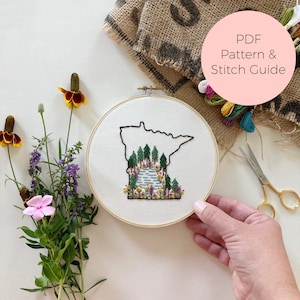 Minnesota State Embroidery Pattern - Instant Digital Download -PDF Embroidery Pattern and Stitch Guide