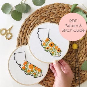 California State Embroidery Pattern and Stitch Guide - Digital PDF Instant Download
