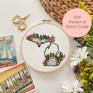 Michigan State Embroidery Pattern - Instant Digital Download -PDF Embroidery Pattern and Stitch Guide