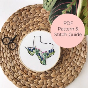 Texas State Embroidery Pattern and Stitch Guide - Digital PDF Instant Download