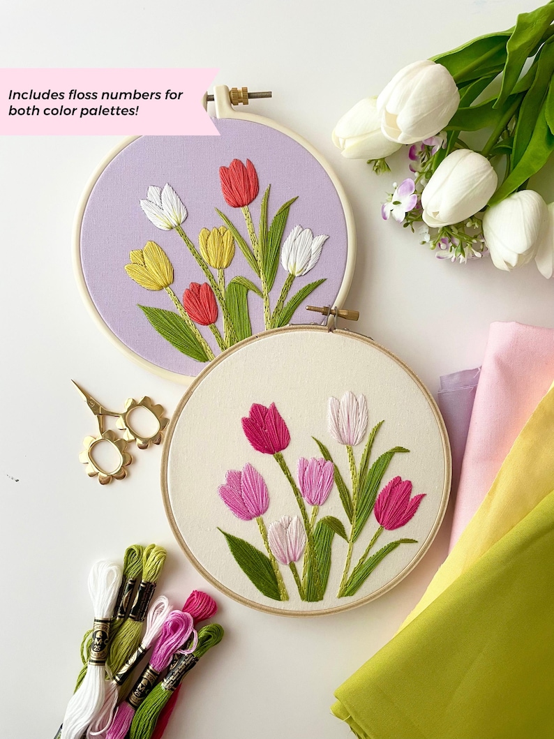 Spring Tulips Embroidery Pattern - Instant Digital Download - PDF ...
