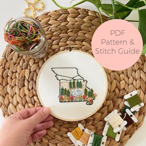 Missouri State Embroidery Pattern - Instant Digital Download -PDF Embroidery Pattern and Stitch Guide