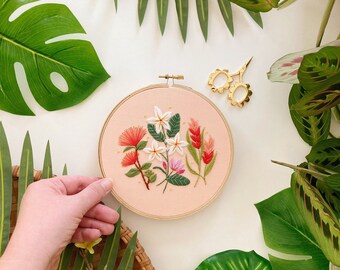 Hawaiian Garden Embroidery Pattern - Instant Digital Download