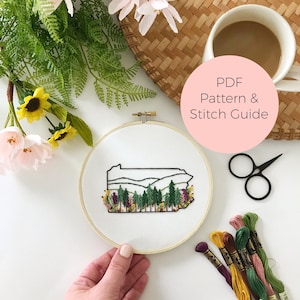 Pennsylvania State Embroidery Pattern - Instant Digital Download -PDF Embroidery Pattern and Stitch Guide