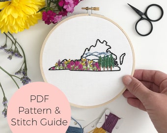 Virginia Embroidery Pattern - PDF Instant Download - Pattern and Stitch Guide