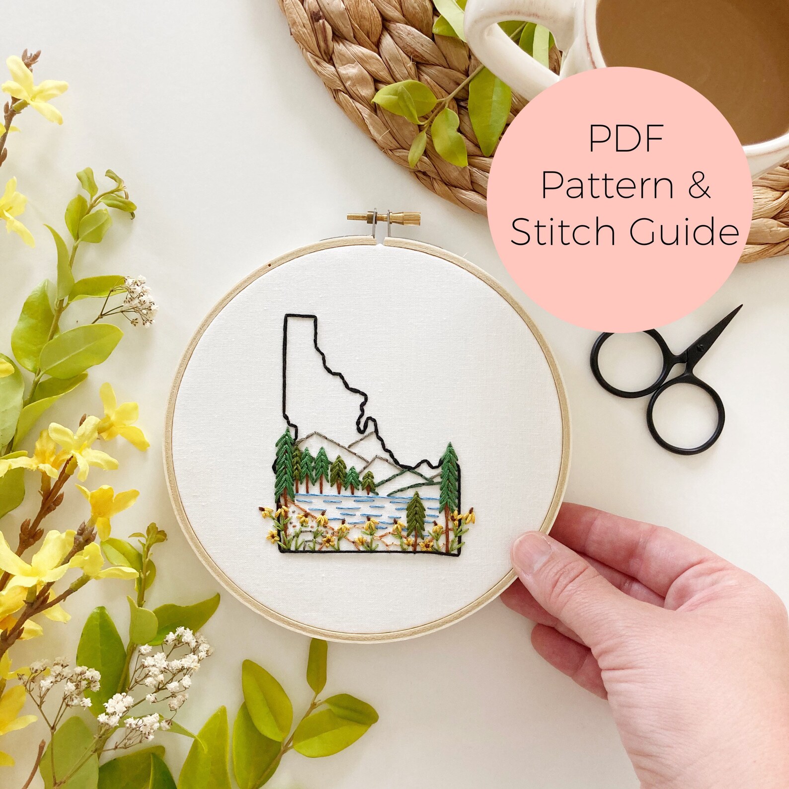 Idaho state embroidery pattern instant digital download pdf  etsy Idaho state embroidery pattern instant digital download pdf  etsy