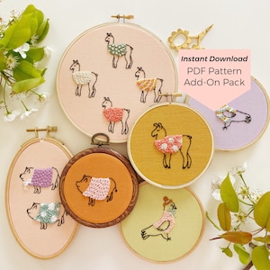 Animals in Sweaters Add-on Pack 2 - Instant Digital Download - PDF Embroidery Pattern and Stitch Guide