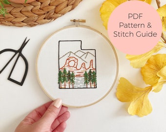 Padrão de Bordado do Estado de Utah - Download Digital Instantâneo - Padrão de Bordado em PDF e Guia de Pontos