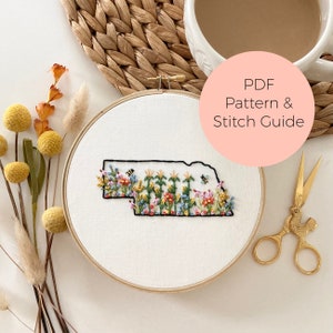 Nebraska State Stickmuster - Sofortiger digitaler Download - PDF Stickmuster und Stichanleitung