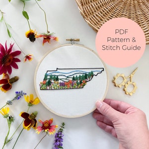 Tennessee State Embroidery Pattern - Instant Digital Download -PDF Embroidery Pattern and Stitch Guide