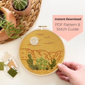 Desert Canyon Embroidery Pattern - Instant Digital Download - PDF Embroidery Pattern and Stitch Guide