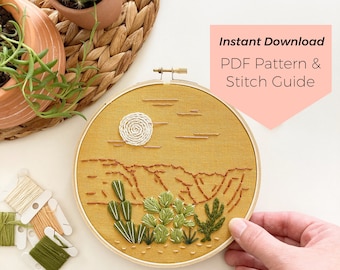 Desert Canyon Embroidery Pattern - Instant Digital Download - PDF Embroidery Pattern and Stitch Guide