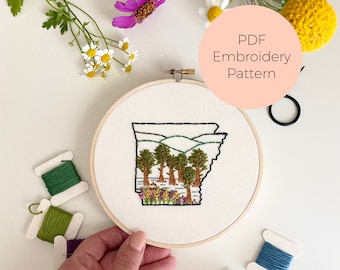Arkansas State Embroidery Pattern - Instant Digital Download -PDF Embroidery Pattern and Stitch Guide