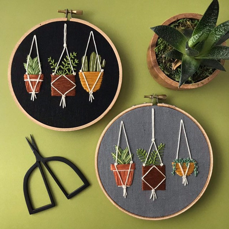Hanging plants embroidery hoop Etsy