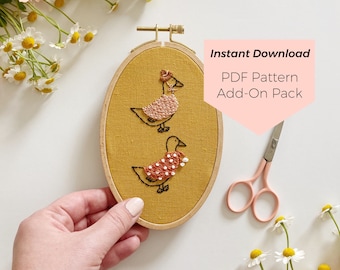 Animals in Sweaters Add-on Pack - Instant Digital Download - PDF Embroidery Pattern and Stitch Guide