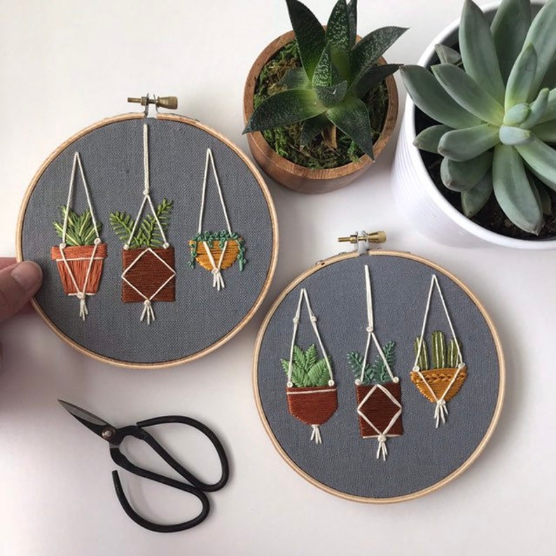 Hanging plants embroidery hoop Etsy