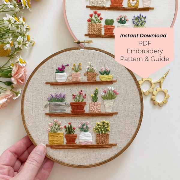 The Flower Shop Embroidery Pattern - Instant Digital Download - PDF Embroidery Pattern and Stitch Guide