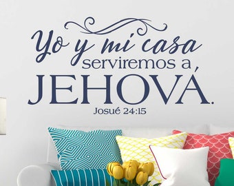 Spanish Wall Art, Spanish Wall Decal, Joshua 24:15, Bible Verse Wall Art, Spanish Bible Decal