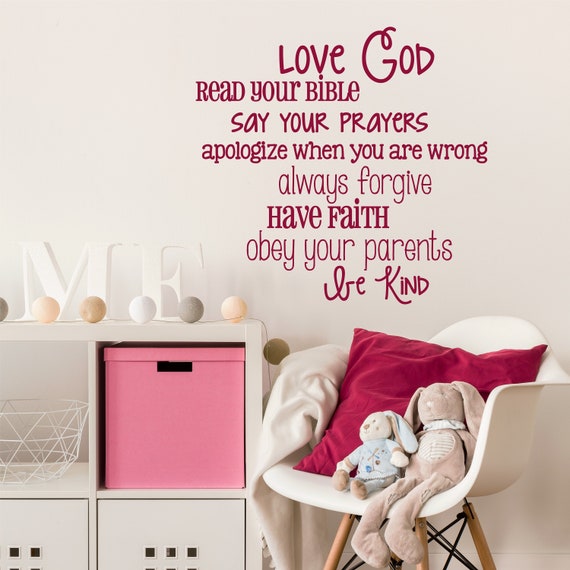 Kids Room Christian Rules Vinyl Wall Art Rules For Christian Etsy