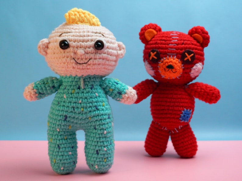 Cocomelon Baby JJ and Red Teddy Bear Amigurumi Crochet Pattern | Etsy