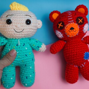 Cocomelon Baby JJ and Red Teddy Bear Amigurumi Crochet Pattern | Etsy