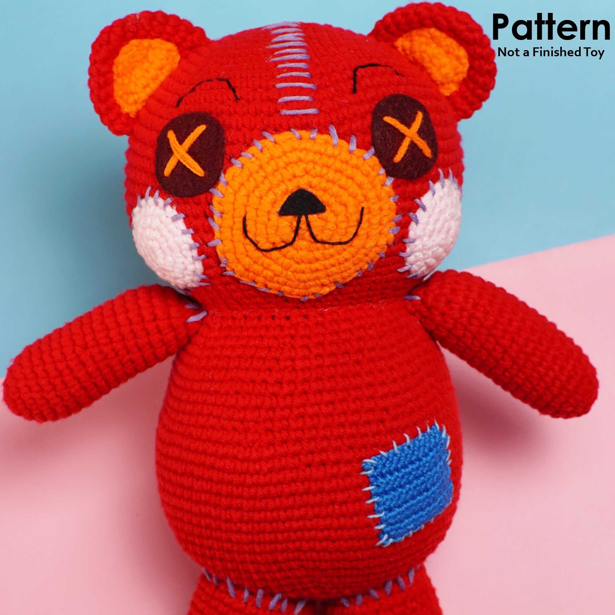 Cocomelon red teddy bear big amigurumi crochet doll pattern | Etsy