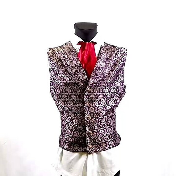 Victorian purple and gold brocade steampunk waistcoat
