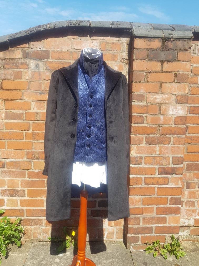 12th doctors black velvet frock coat