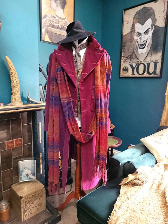 4th doctors burgundy velvet frock coat tom baker