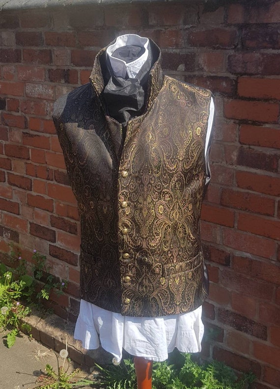 Regency, victorian gold paisley brocade steampunk waistcoat