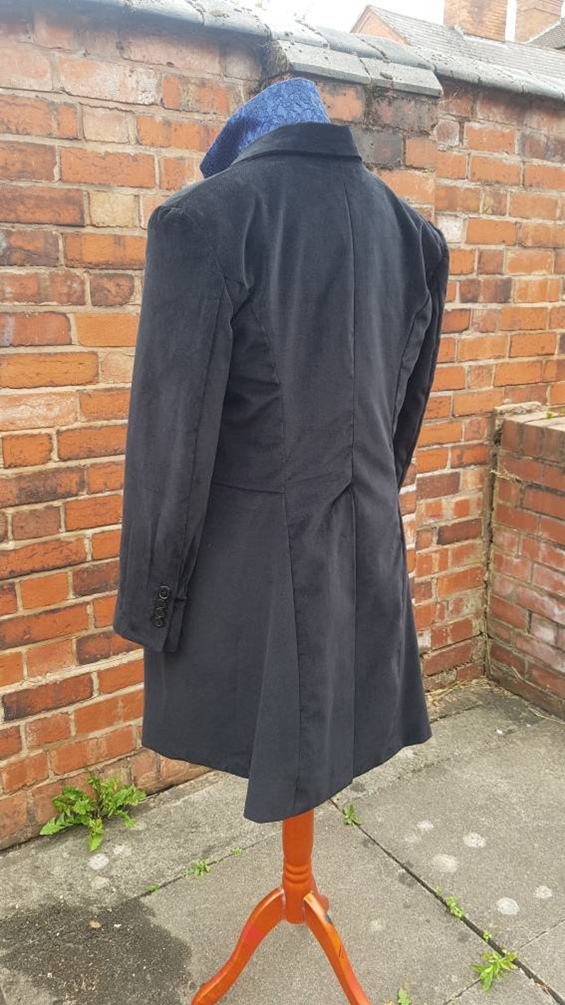 12th doctors black velvet frock coat with red lining | Etsy