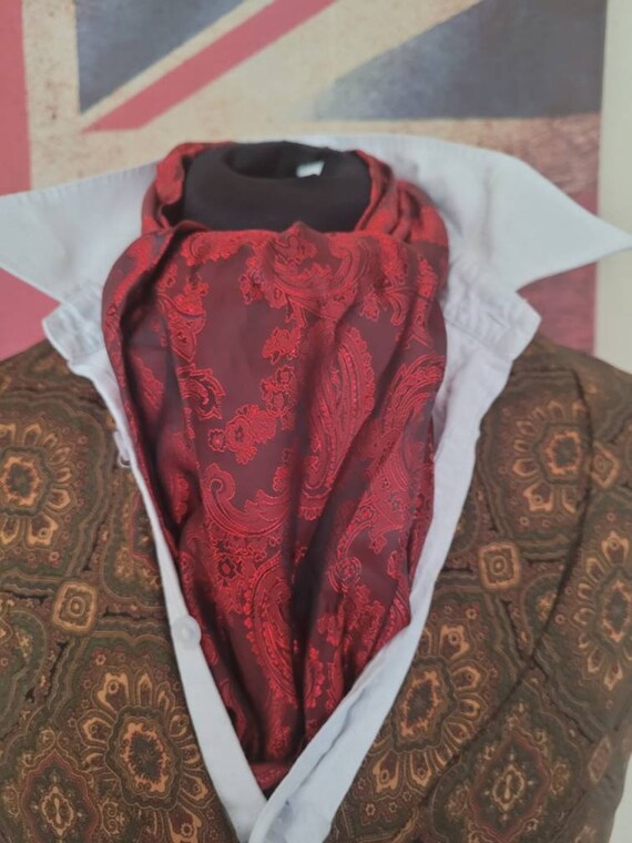 Steampunk red Paisley cravat scarf
