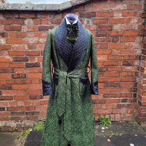 victorian Sherlock Holmes style paisley dressing gown, house coat. Steampunk