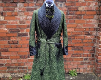 victorian Sherlock Holmes style paisley dressing gown, house coat. Steampunk