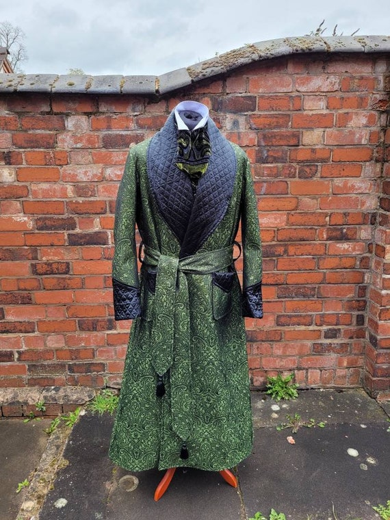 victorian Sherlock Holmes style paisley dressing gown, house coat. Steampunk