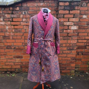 victorian Sherlock Holmes style paisley dressing gown, house coat. Steampunk