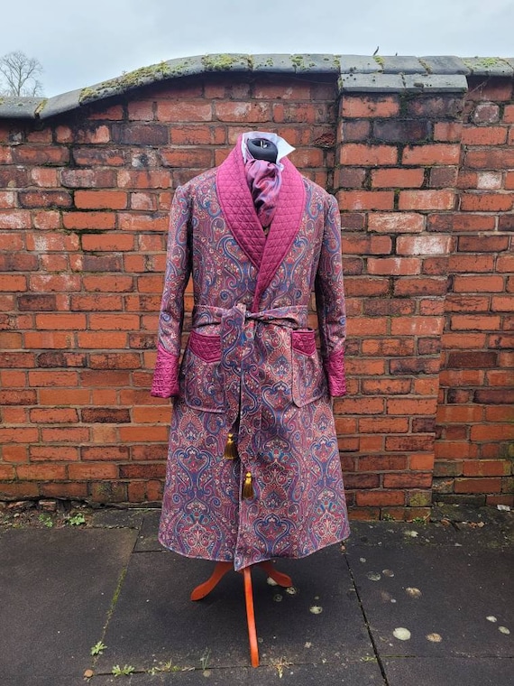 victorian Sherlock Holmes style paisley dressing gown, house coat. Steampunk