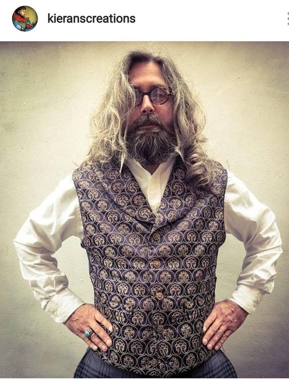 Victorian purple and gold brocade steampunk waistcoat