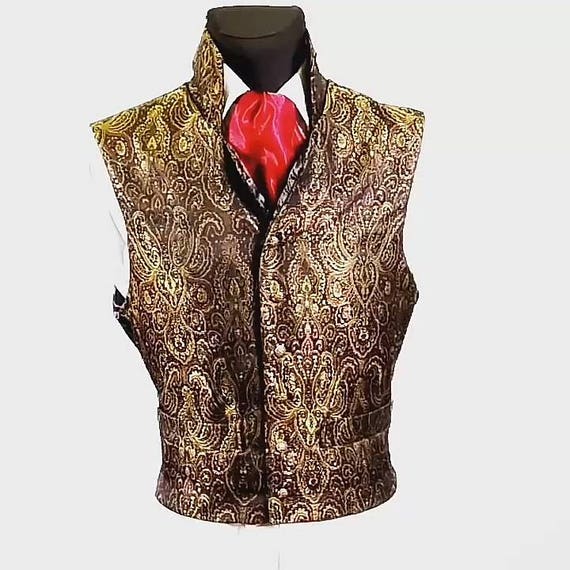 Regency gold brocade steampunk waistcoat