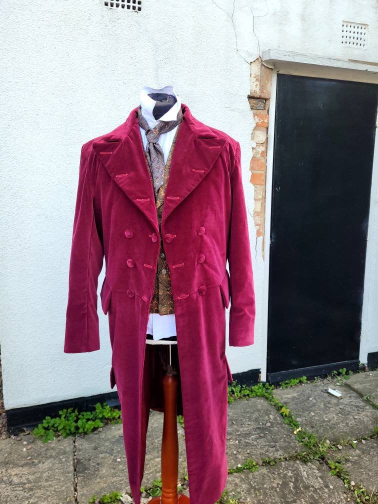 4th Doctors Burgundy Velvet Frock Coat Tom Baker - Etsy