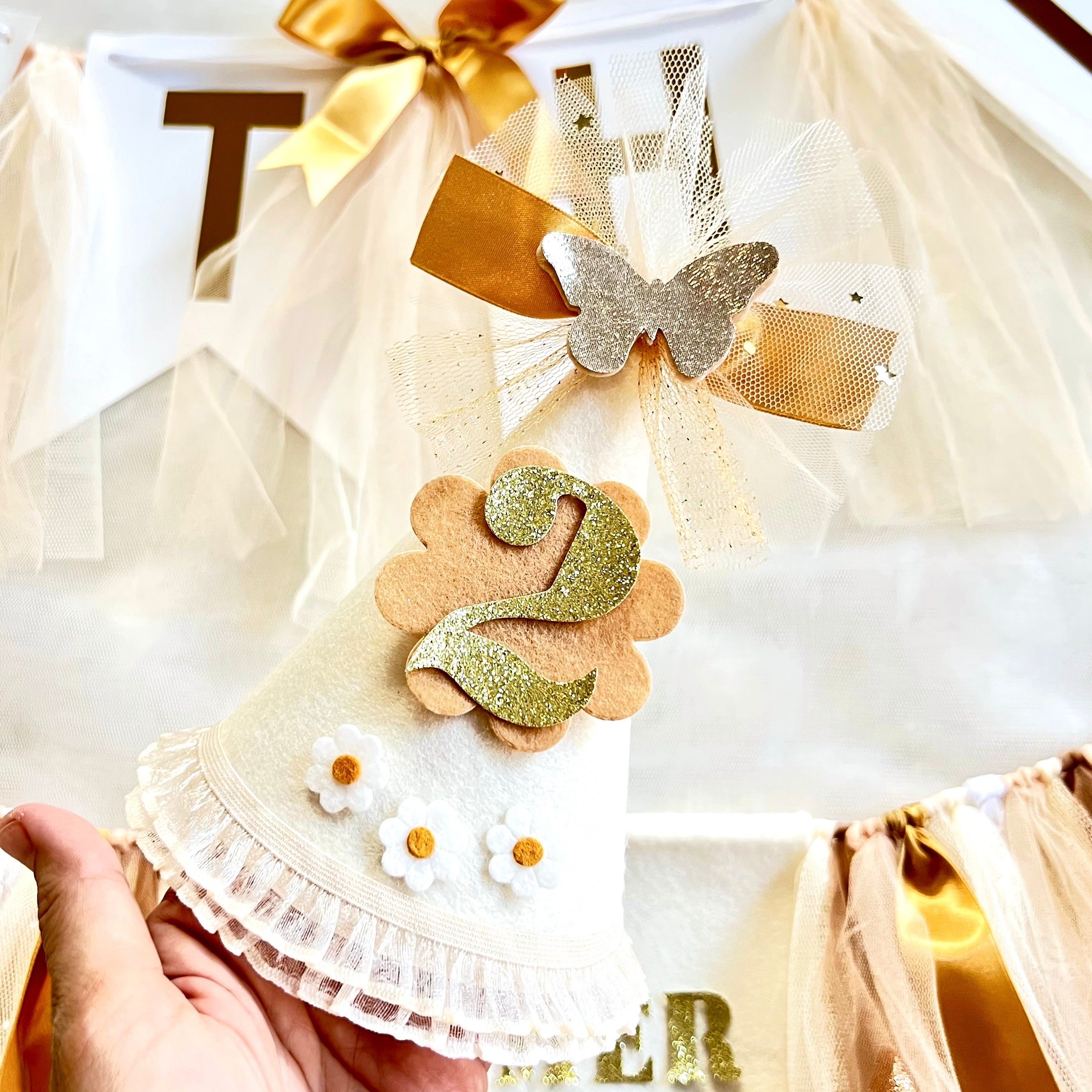 Daisy Quaste Hochstuhl-Banner – Gänseblümchen-Thema Für 1. Geburtstag, Boho Stil