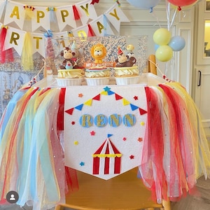 Circus High chair banner | Carnival Circus High Chair banner first birthday boy | 1st birthday banner |  high chair cover | tutu banner