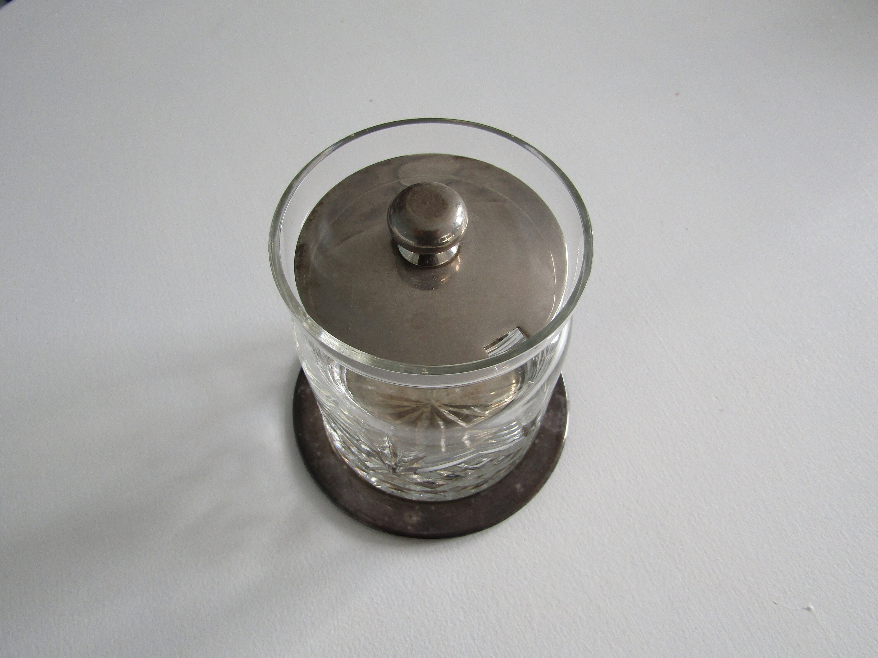 Vintage glass preserves jam jar with silver coloured lid and Etsy